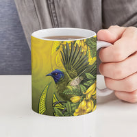 New Zealand Bellbird Ceramic Mug With Kowhai Flowers LT05 - Polynesian Pride