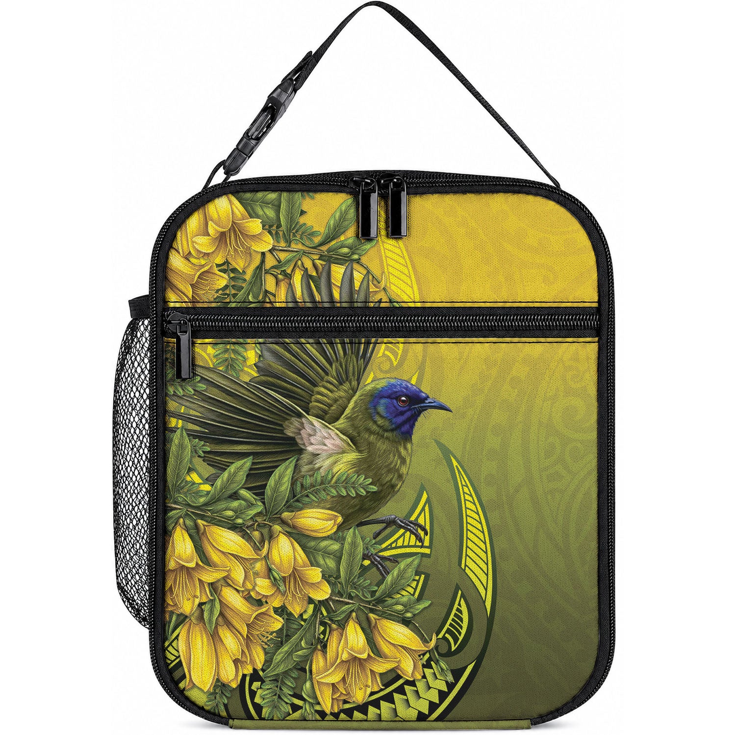 New Zealand Bellbird Lunch Bag With Kowhai Flowers