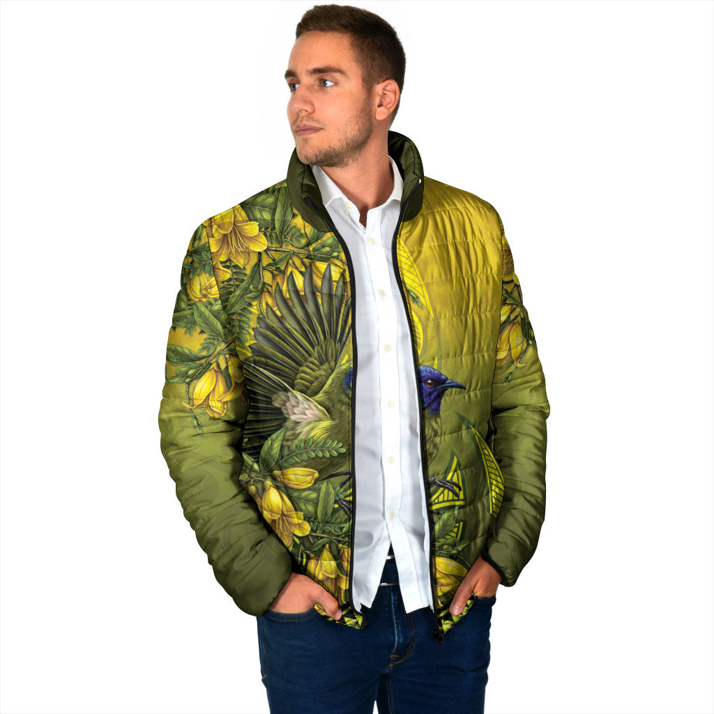 New Zealand Bellbird Padded Jacket With Kowhai Flowers LT05 - Polynesian Pride