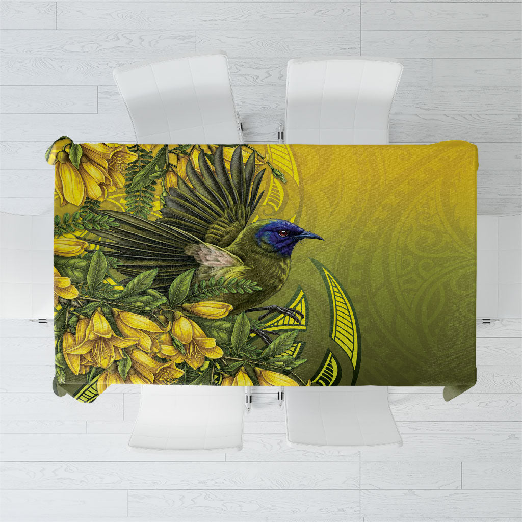 New Zealand Bellbird Tablecloth With Kowhai Flowers