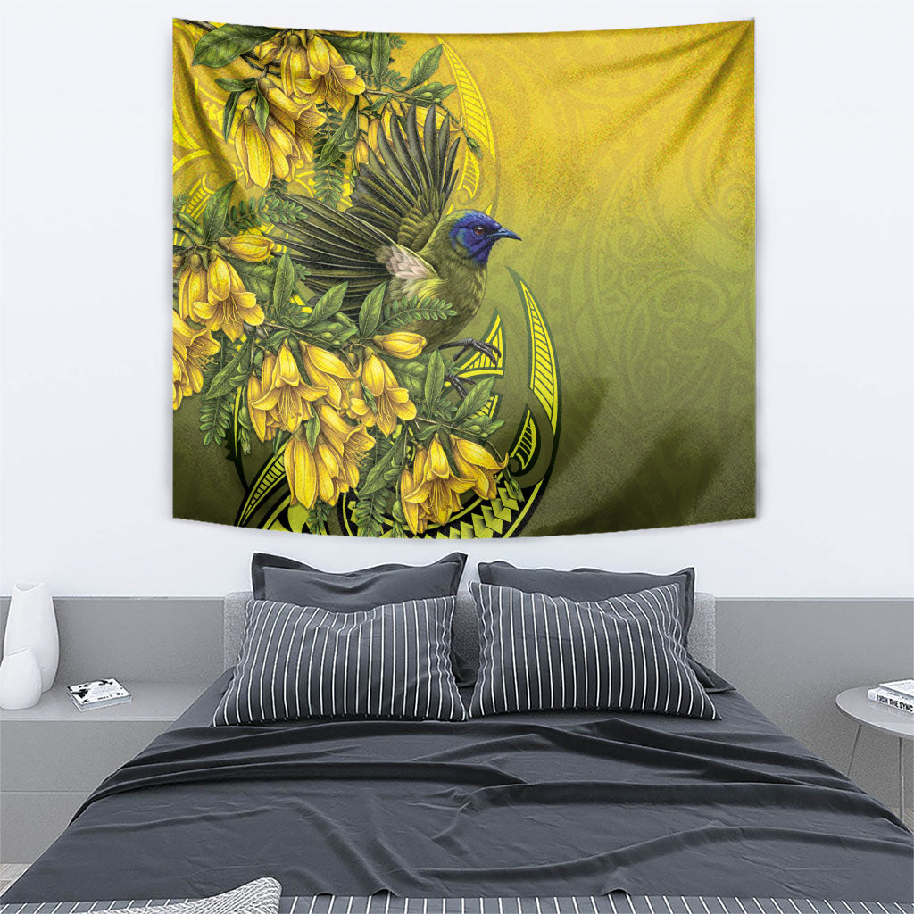 New Zealand Bellbird Tapestry With Kowhai Flowers LT05 - Polynesian Pride