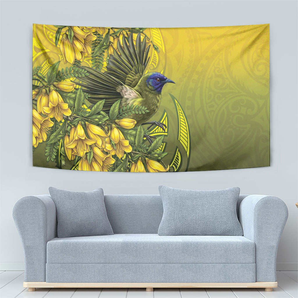 New Zealand Bellbird Tapestry With Kowhai Flowers LT05 - Polynesian Pride