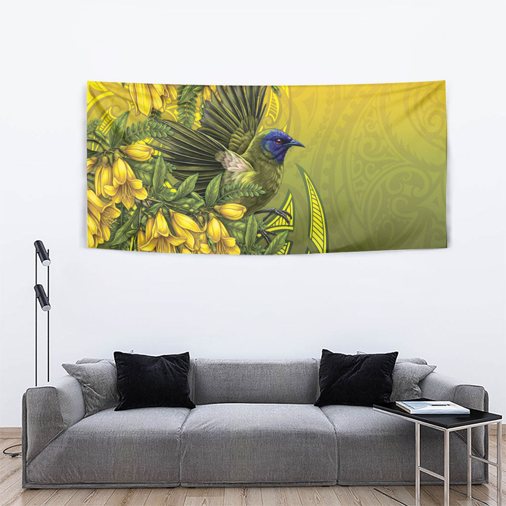New Zealand Bellbird Tapestry With Kowhai Flowers LT05 - Polynesian Pride