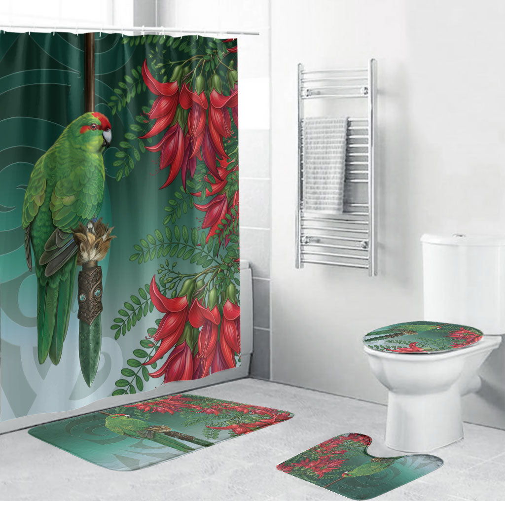 New Zealand Parakeet Bird Bathroom Set With Kakabeak Flowers