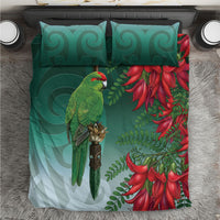 New Zealand Parakeet Bird Bedding Set With Kakabeak Flowers LT05 Teal - Polynesian Pride