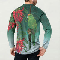 New Zealand Parakeet Bird Button Sweatshirt With Kakabeak Flowers LT05 - Polynesian Pride