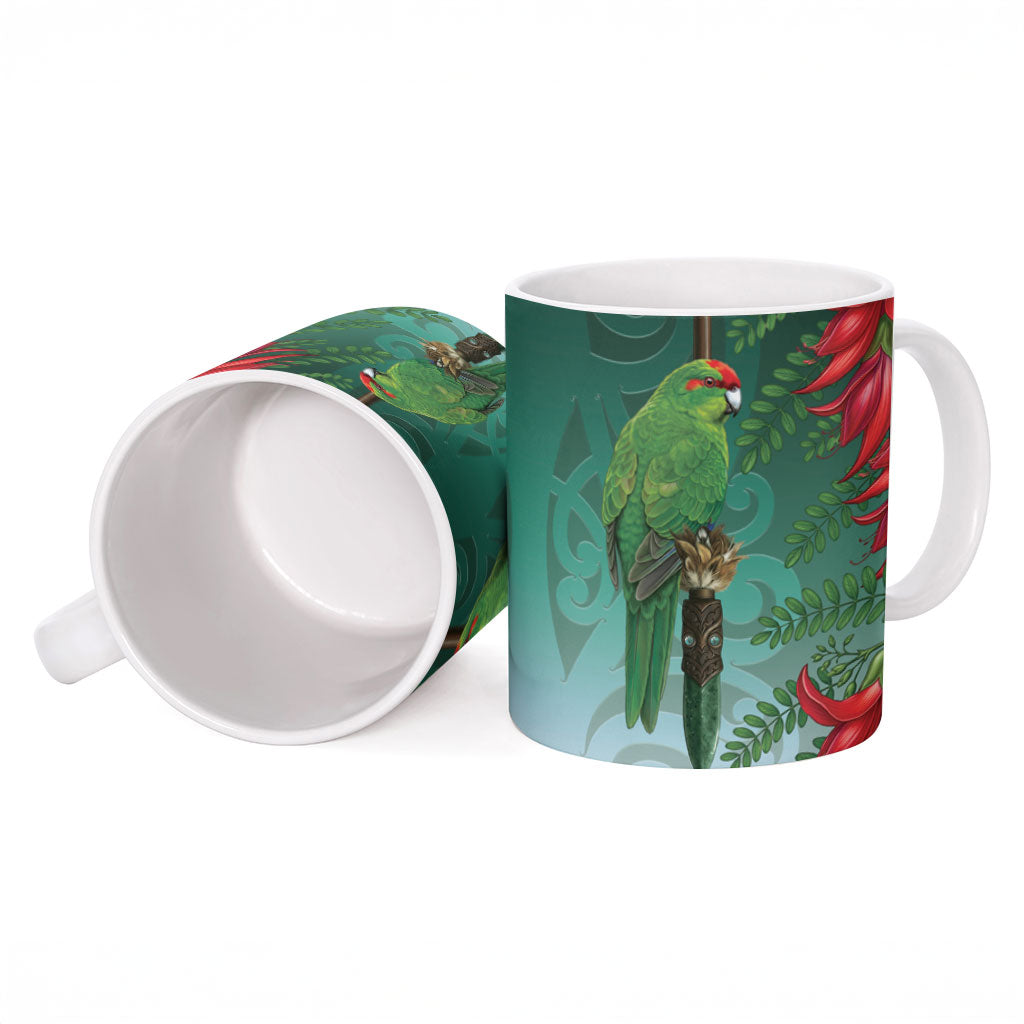New Zealand Parakeet Bird Ceramic Mug With Kakabeak Flowers LT05 - Polynesian Pride