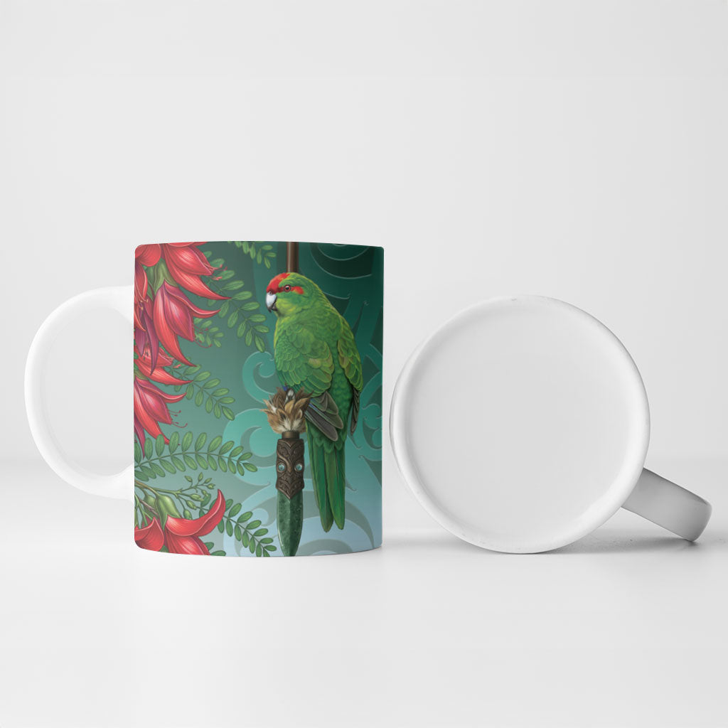 New Zealand Parakeet Bird Ceramic Mug With Kakabeak Flowers LT05 - Polynesian Pride