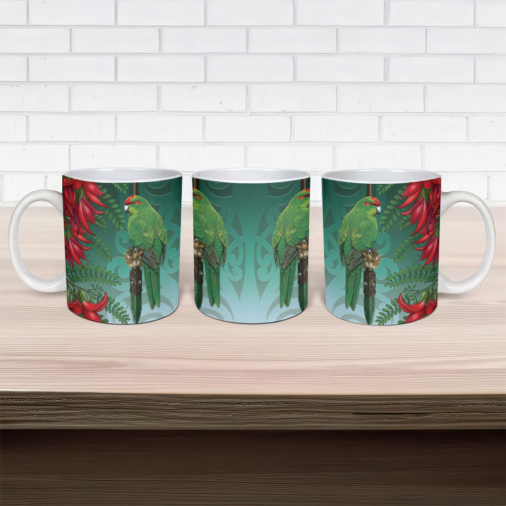New Zealand Parakeet Bird Ceramic Mug With Kakabeak Flowers LT05 - Polynesian Pride