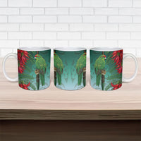 New Zealand Parakeet Bird Ceramic Mug With Kakabeak Flowers LT05 - Polynesian Pride