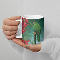 New Zealand Parakeet Bird Ceramic Mug With Kakabeak Flowers LT05 - Polynesian Pride