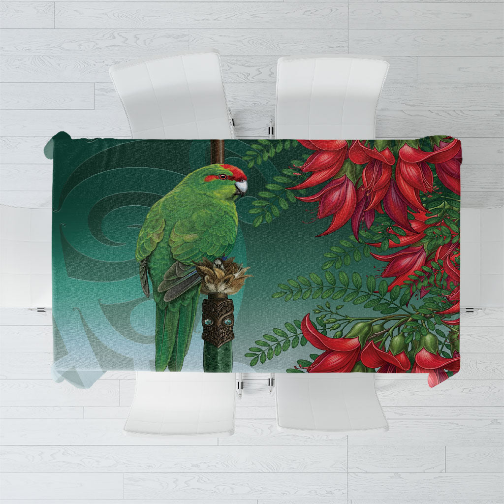New Zealand Parakeet Bird Tablecloth With Kakabeak Flowers