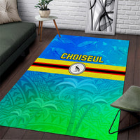 Solomon Islands Choiseul Province Day Area Rug Sea Turtle Tribal Pattern LT05 Blue - Polynesian Pride