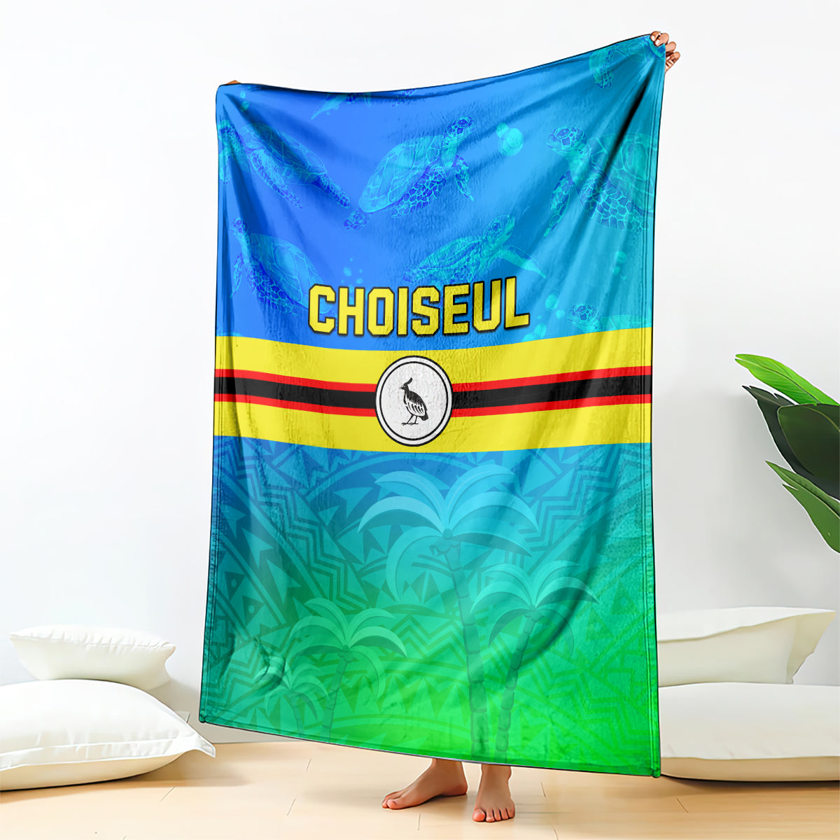 Solomon Islands Choiseul Province Day Blanket Sea Turtle Tribal Pattern LT05 Blue - Polynesian Pride