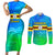 Personalised Solomon Islands Choiseul Province Day Couples Matching Short Sleeve Bodycon Dress and Long Sleeve Button Shirt Sea Turtle Tribal Pattern LT05 Blue - Polynesian Pride