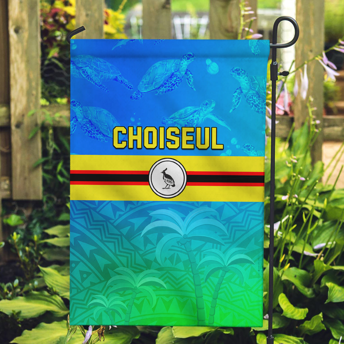 Solomon Islands Choiseul Province Day Garden Flag Sea Turtle Tribal Pattern LT05 Garden Flag Blue - Polynesian Pride