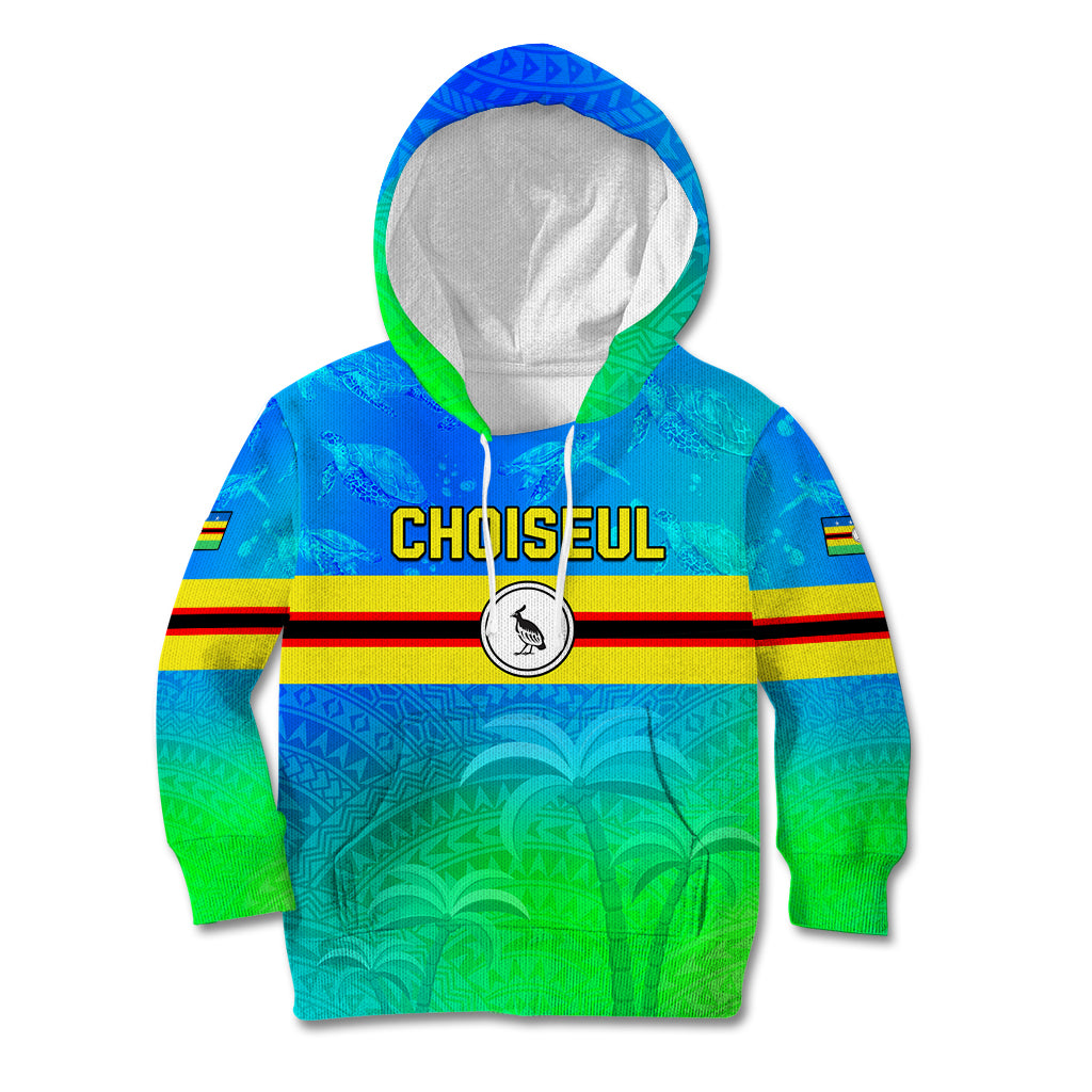 Personalised Solomon Islands Choiseul Province Day Kid Hoodie Sea Turtle Tribal Pattern LT05 Hoodie Blue - Polynesian Pride