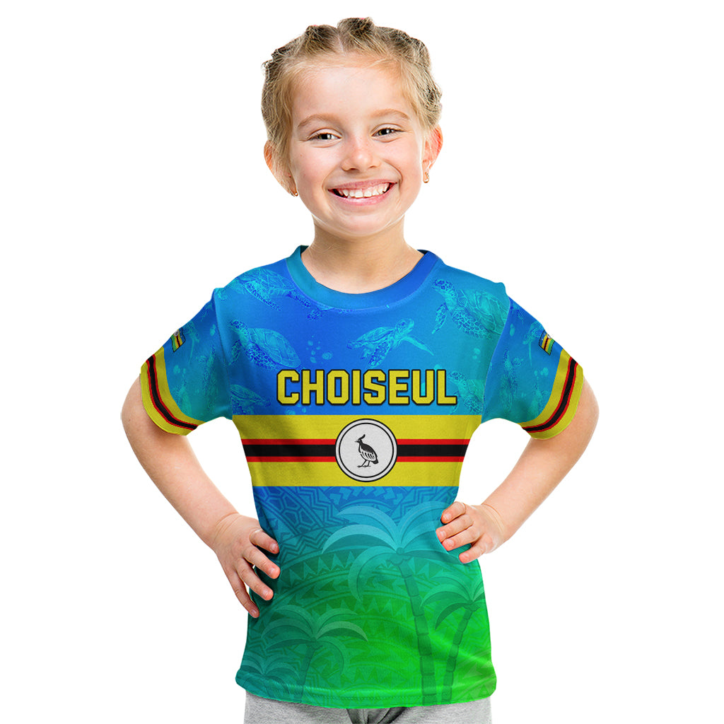 Personalised Solomon Islands Choiseul Province Day Kid T Shirt Sea Turtle Tribal Pattern LT05 Blue - Polynesian Pride