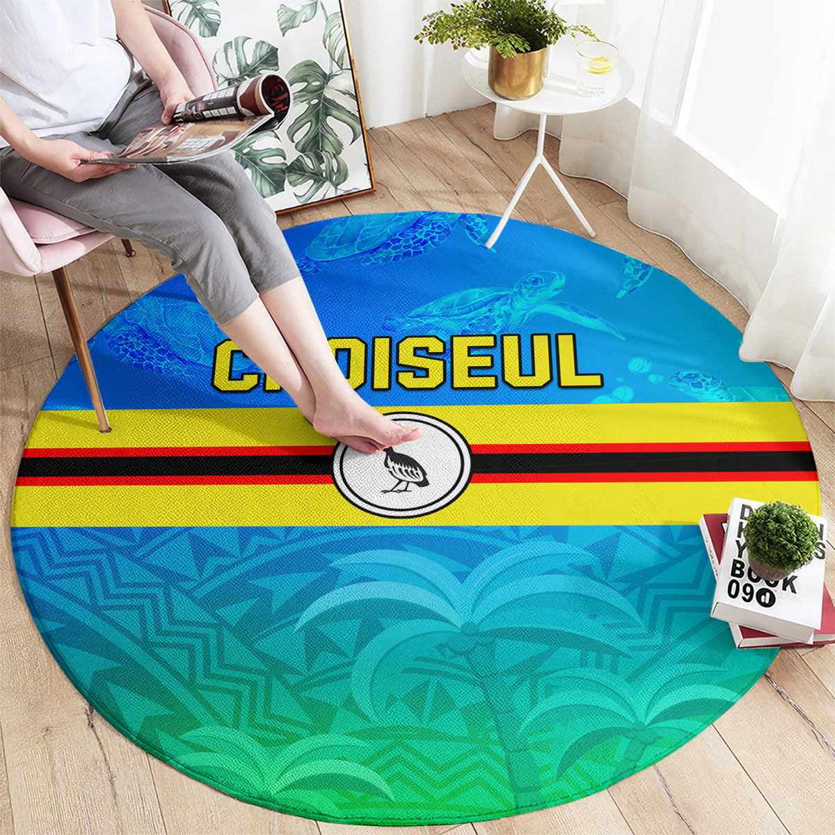 Solomon Islands Choiseul Province Day Round Carpet Sea Turtle Tribal Pattern LT05 - Polynesian Pride