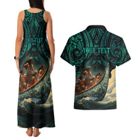 Personalised New Zealand Tamaki Herenga Waka Festival Couples Matching Tank Maxi Dress and Hawaiian Shirt Maori Pattern LT05 - Polynesian Pride
