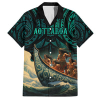 Personalised New Zealand Tamaki Herenga Waka Festival Family Matching Tank Maxi Dress and Hawaiian Shirt Maori Pattern LT05 Dad's Shirt - Short Sleeve Dark Turquoise - Polynesian Pride