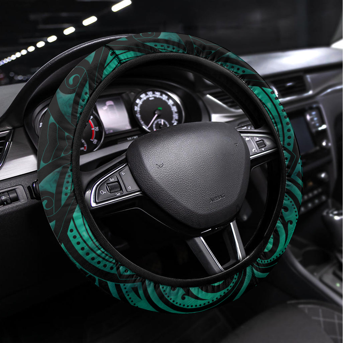 New Zealand Tamaki Herenga Waka Festival Steering Wheel Cover Maori Pattern LT05 Universal Fit Dark Turquoise - Polynesian Pride