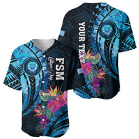 Personalised FSM Culture Day Baseball Jersey Tropical Flowers Tribal Pattern LT05 - Polynesian Pride