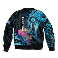 Personalised FSM Culture Day Bomber Jacket Tropical Flowers Tribal Pattern LT05 - Polynesian Pride