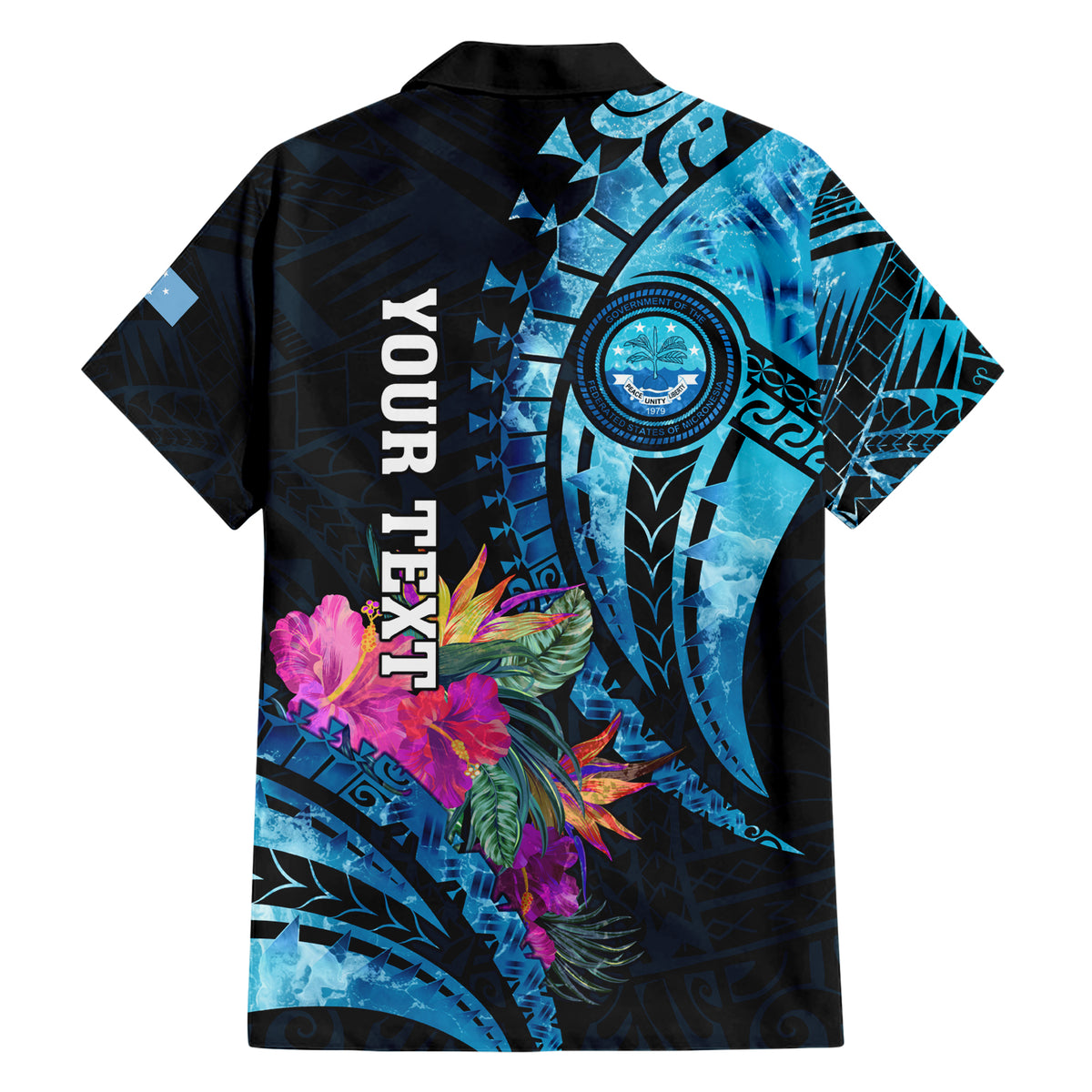 Personalised FSM Culture Day Family Matching Short Sleeve Bodycon Dress and Hawaiian Shirt Tropical Flowers Tribal Pattern LT05 - Polynesian Pride