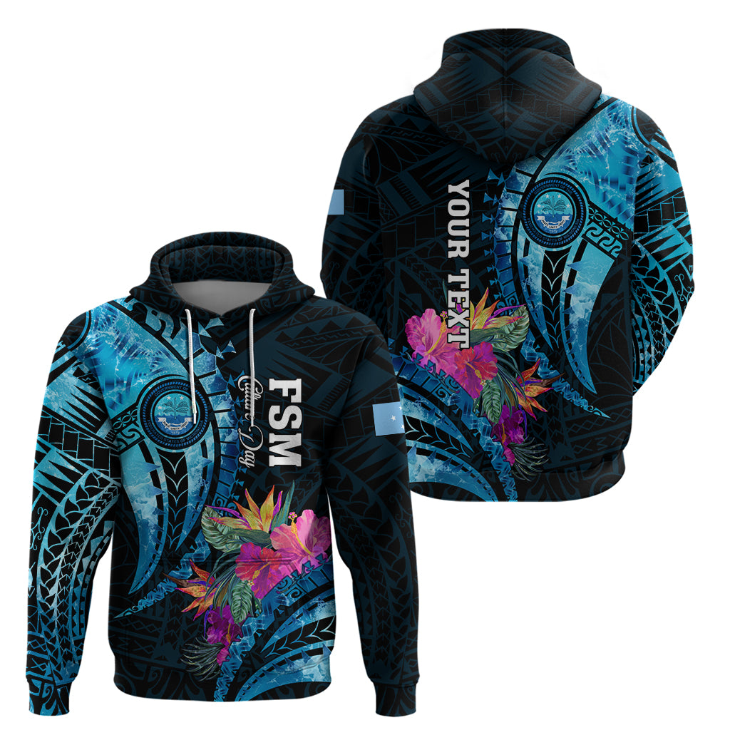 Personalised FSM Culture Day Zip Hoodie Tropical Flowers Tribal Pattern LT05 - Polynesian Pride
