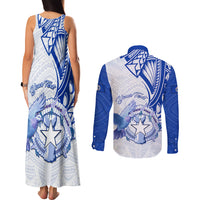Personalised Northern Mariana Islands Commonwealth Day Couples Matching Tank Maxi Dress and Long Sleeve Button Shirt Simple Style LT05 - Polynesian Pride