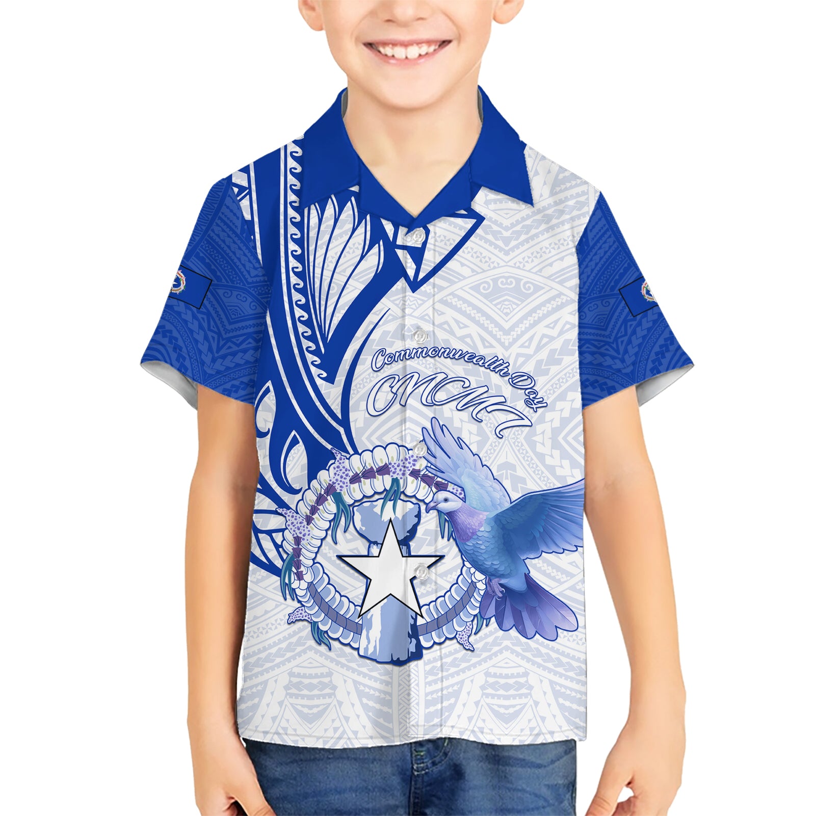 Personalised Northern Mariana Islands Commonwealth Day Kid Hawaiian Shirt Simple Style LT05 Kid Blue - Polynesian Pride