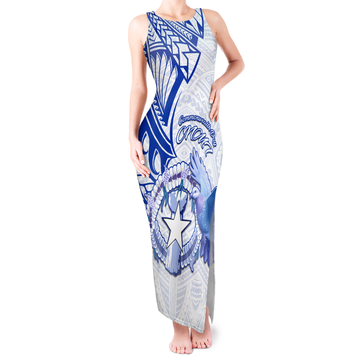 Personalised Northern Mariana Islands Commonwealth Day Tank Maxi Dress Simple Style LT05 Women Blue - Polynesian Pride