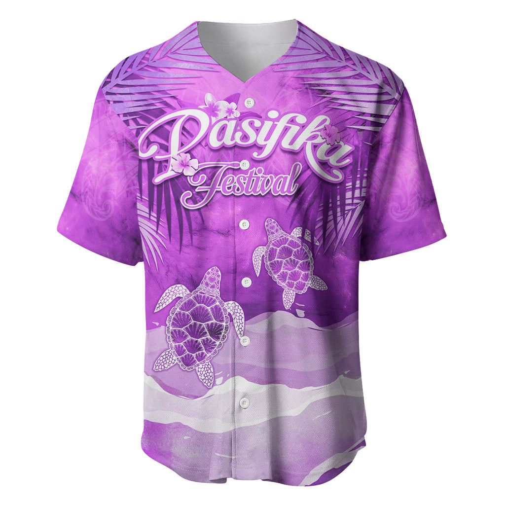 Personalised Pasifika Festival Baseball Jersey Violet Tropical Turtle LT05 Violet - Polynesian Pride