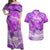 Personalised Pasifika Festival Couples Matching Off Shoulder Maxi Dress and Hawaiian Shirt Violet Tropical Turtle LT05 Violet - Polynesian Pride