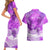 Personalised Pasifika Festival Couples Matching Short Sleeve Bodycon Dress and Hawaiian Shirt Violet Tropical Turtle LT05 - Polynesian Pride