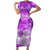 Personalised Pasifika Festival Family Matching Short Sleeve Bodycon Dress and Hawaiian Shirt Violet Tropical Turtle LT05 Mom's Dress Violet - Polynesian Pride