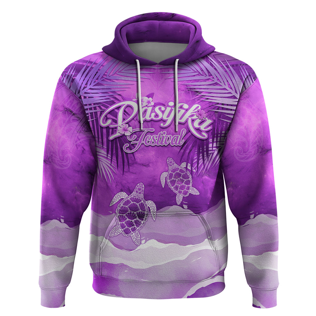 Personalised Pasifika Festival Hoodie Violet Tropical Turtle LT05 Pullover Hoodie Violet - Polynesian Pride