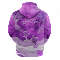 Personalised Pasifika Festival Zip Hoodie Violet Tropical Turtle LT05 - Polynesian Pride