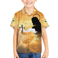 Happy Good Friday Family Matching Off Shoulder Long Sleeve Dress and Hawaiian Shirt God Will Bless You LT05 Son's Shirt Gold - Polynesian Pride