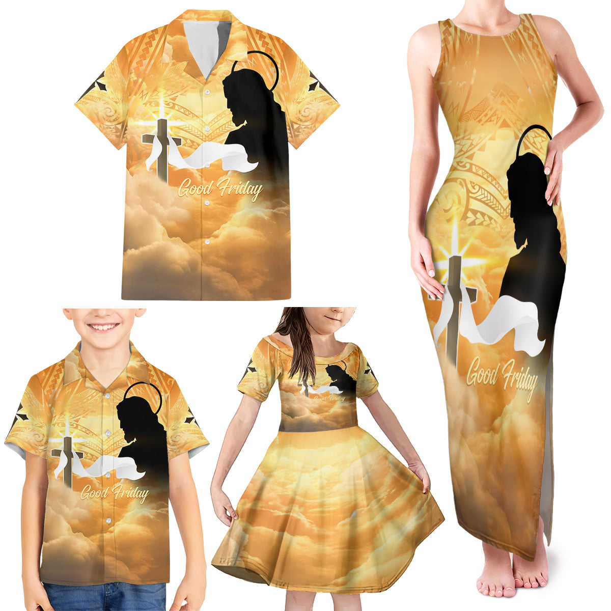 Happy Good Friday Family Matching Tank Maxi Dress and Hawaiian Shirt God Will Bless You LT05 - Polynesian Pride