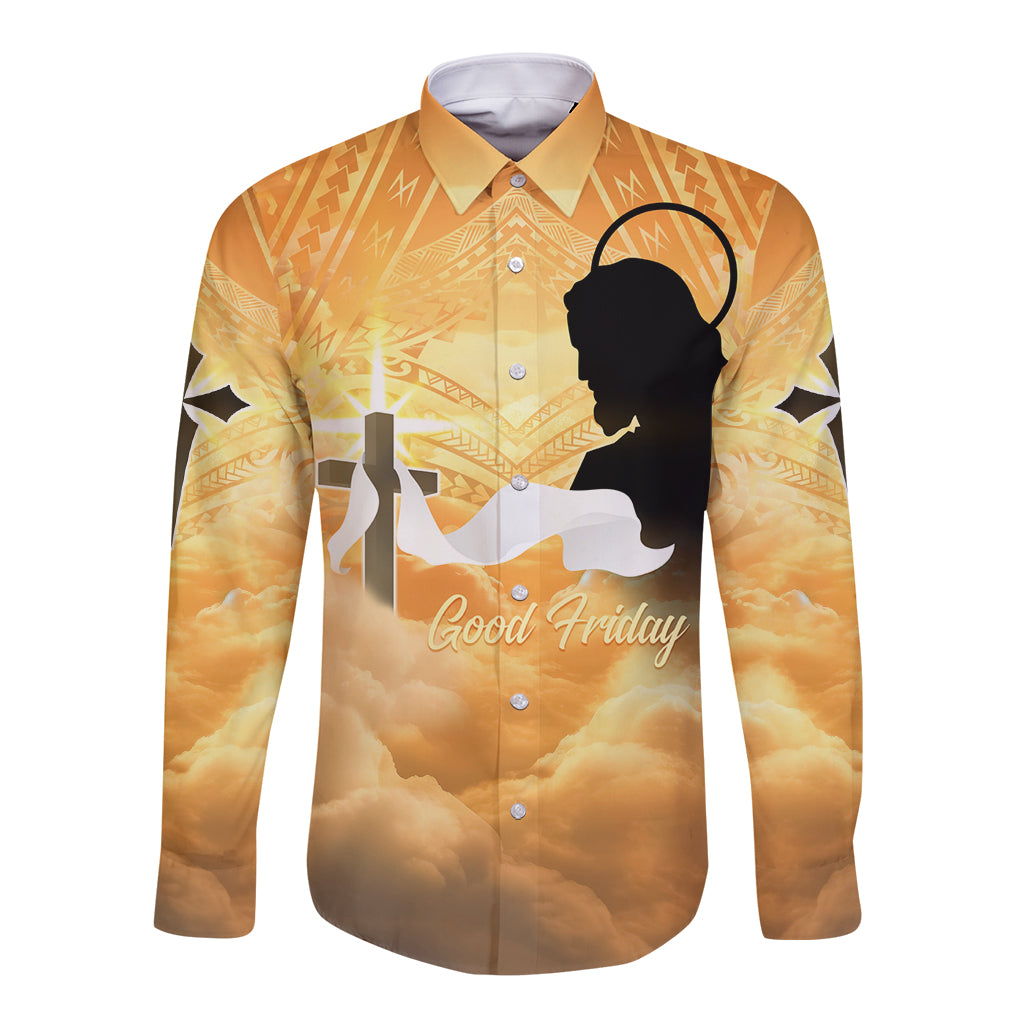 Happy Good Friday Long Sleeve Button Shirt God Will Bless You LT05 Unisex Gold - Polynesian Pride