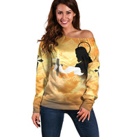 Happy Good Friday Off Shoulder Sweater God Will Bless You LT05 Women Gold - Polynesian Pride