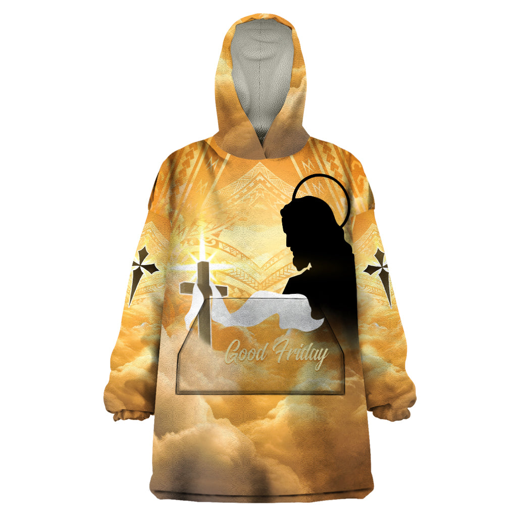 Happy Good Friday Wearable Blanket Hoodie God Will Bless You LT05 One Size Gold - Polynesian Pride