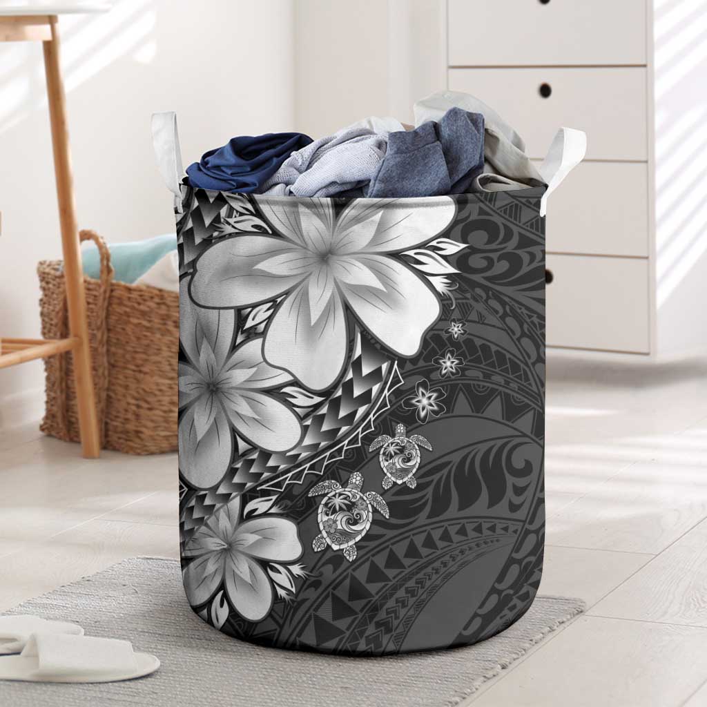 Polynesia Romantic Valentine Laundry Basket Sea Turtle Couple With Black Plumeria LT05 Black - Polynesian Pride