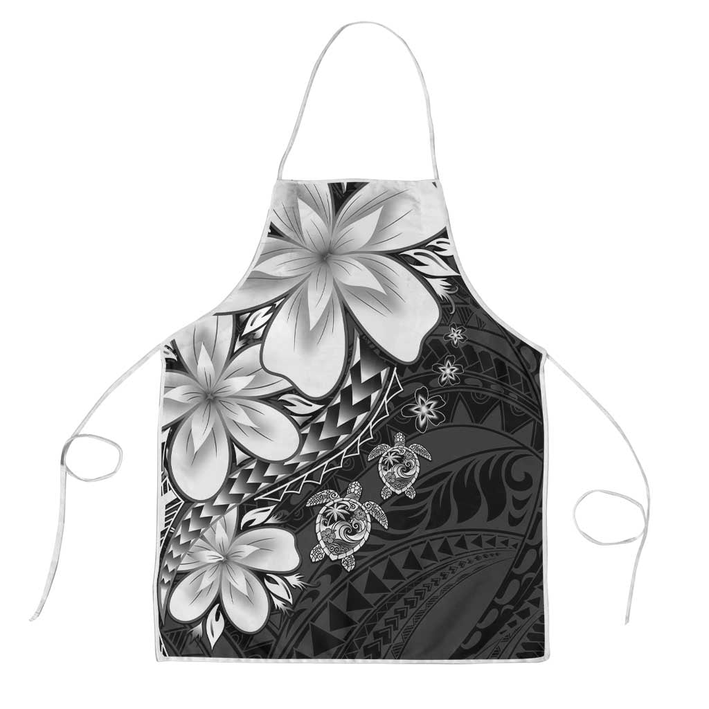 Polynesia Romantic Valentine Apron Sea Turtle Couple With Black Plumeria LT05 Black - Polynesian Pride