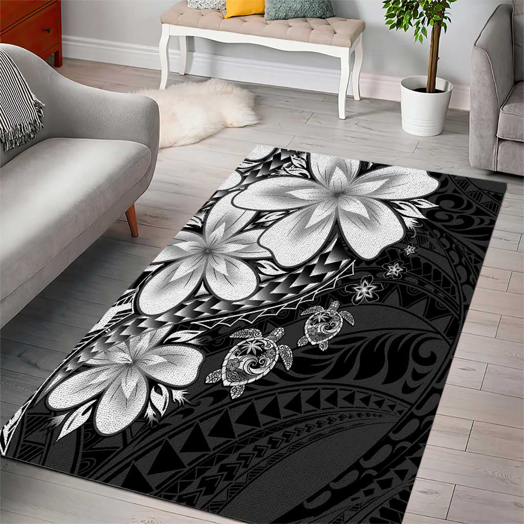 Polynesia Romantic Valentine Area Rug Sea Turtle Couple With Black Plumeria LT05 - Polynesian Pride