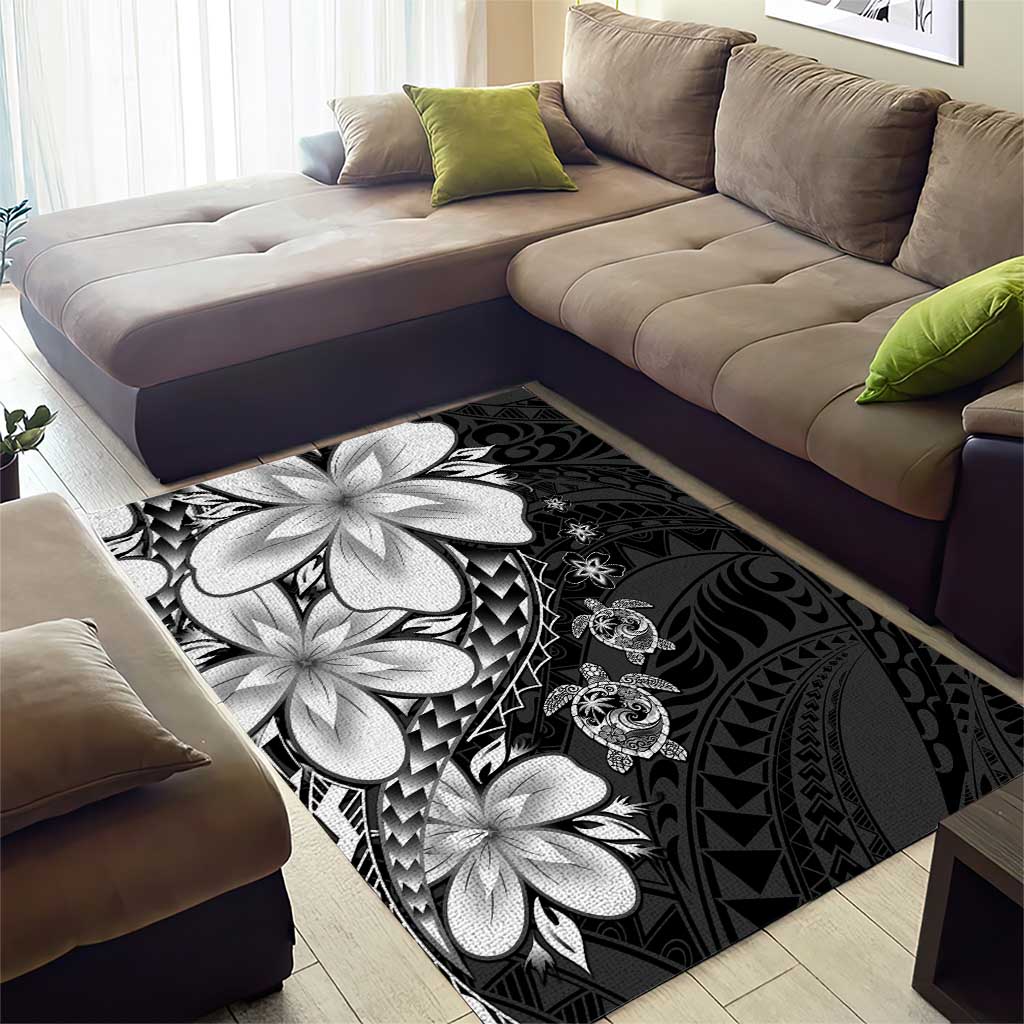 Polynesia Romantic Valentine Area Rug Sea Turtle Couple With Black Plumeria LT05 - Polynesian Pride
