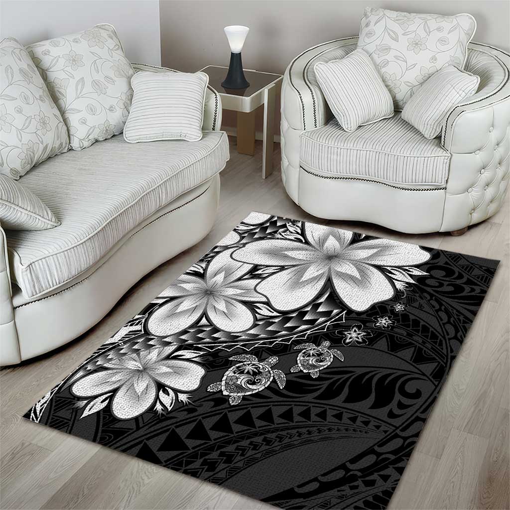 Polynesia Romantic Valentine Area Rug Sea Turtle Couple With Black Plumeria LT05 - Polynesian Pride