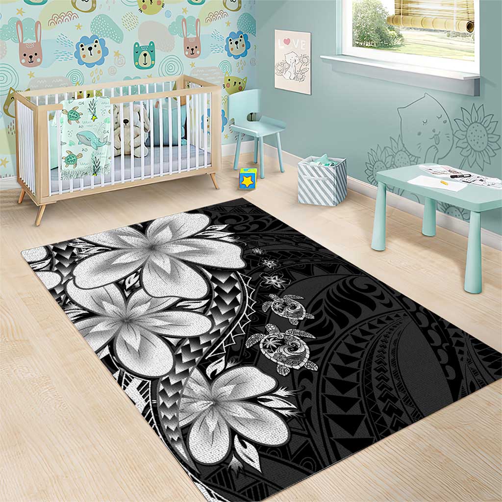 Polynesia Romantic Valentine Area Rug Sea Turtle Couple With Black Plumeria LT05 - Polynesian Pride